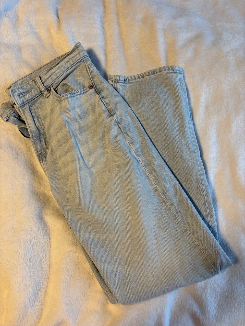 American Eagle Outfitters High Waisted Light Blue Straight Leg Jeans